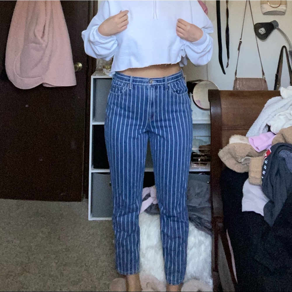 striped american eagle mom jeans